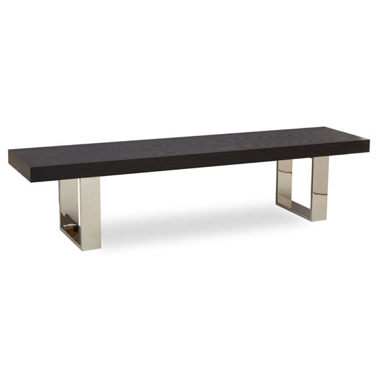 Photo of Ulmos wooden dining bench with u-shaped base in black