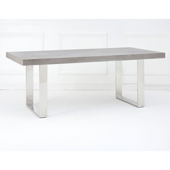 Ulmos Wooden Dining Table With U-Shaped Base In Grey