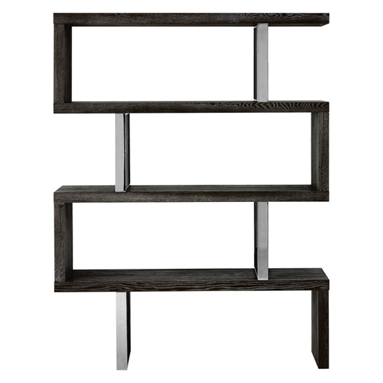 Ulmos Wooden Shelving Unit With Steel Frame In Black