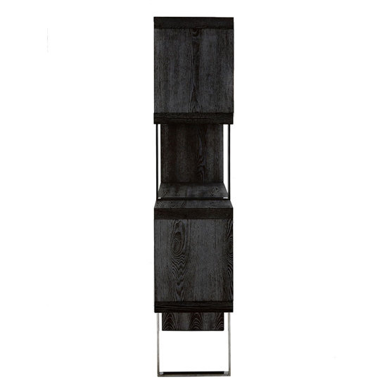 Ulmos Wooden Shelving Unit With Steel Frame In Black