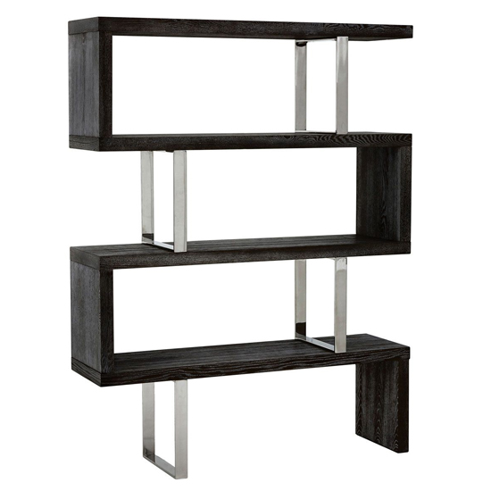 Read more about Ulmos wooden shelving unit with steel frame in black