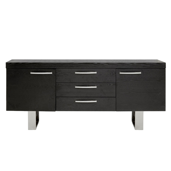 Ulmos Wooden Sideboard In Black With 2 Doors And 3 Drawers_2