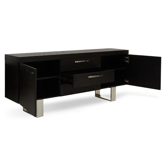 Ulmos Wooden Sideboard In Black With 2 Doors And 3 Drawers_3