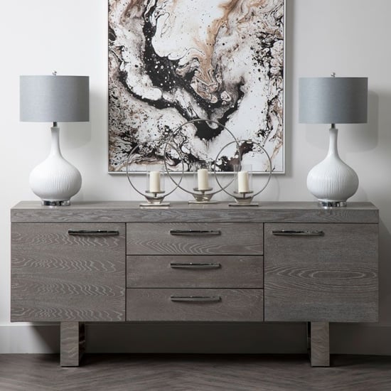 Product photograph of Ulmos Wooden Sideboard With U-shaped Base In Grey from Furniture in Fashion