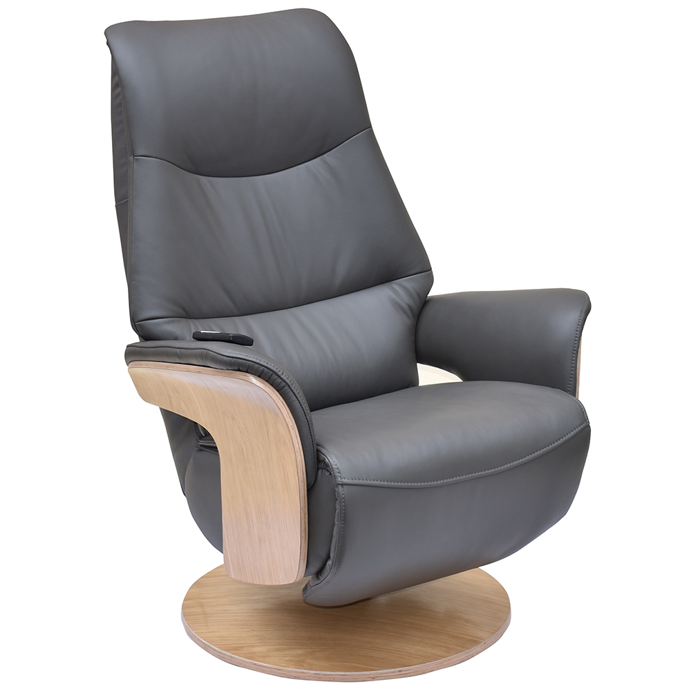 Ulster Faux Leather Electric Recliner Chair In Charcoal