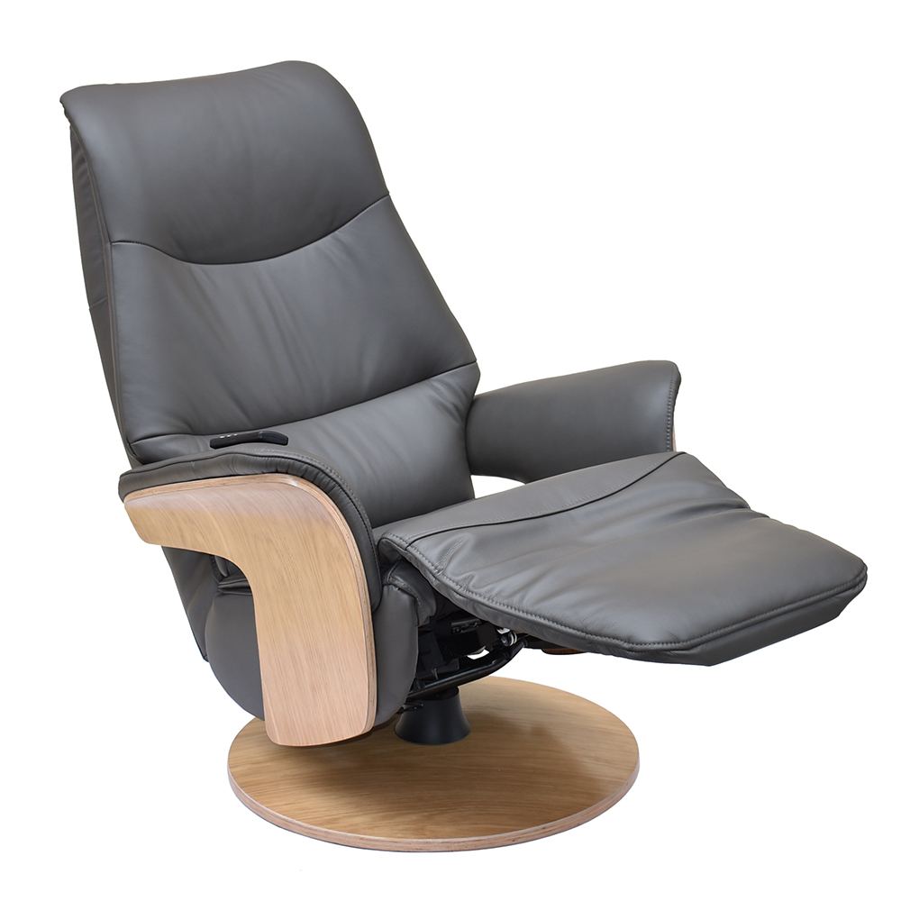 Ulster Faux Leather Electric Recliner Chair In Charcoal