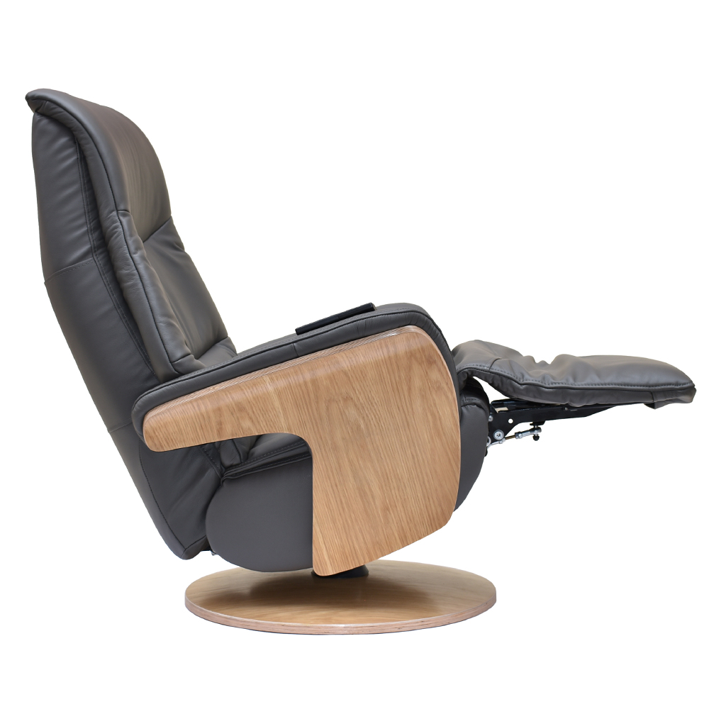 Ulster Faux Leather Electric Recliner Chair In Charcoal
