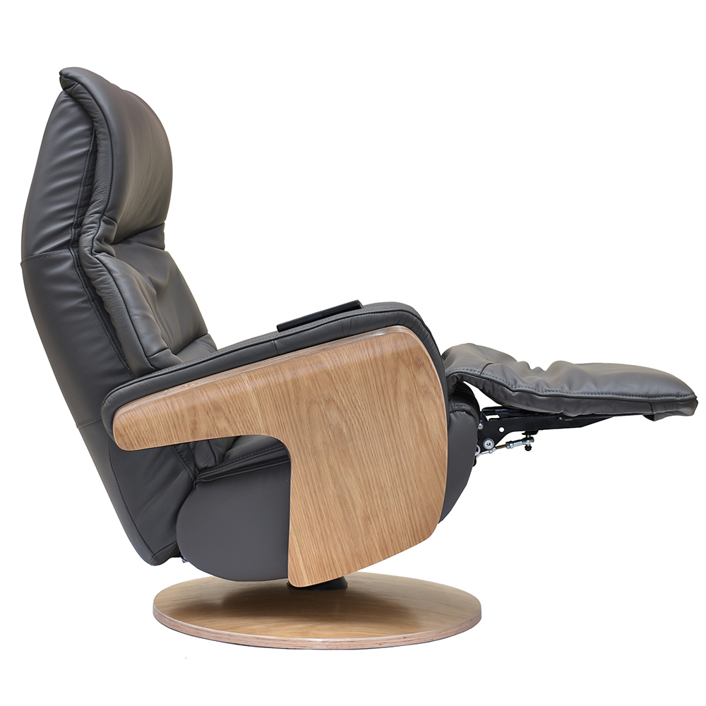 Ulster Faux Leather Electric Recliner Chair In Charcoal
