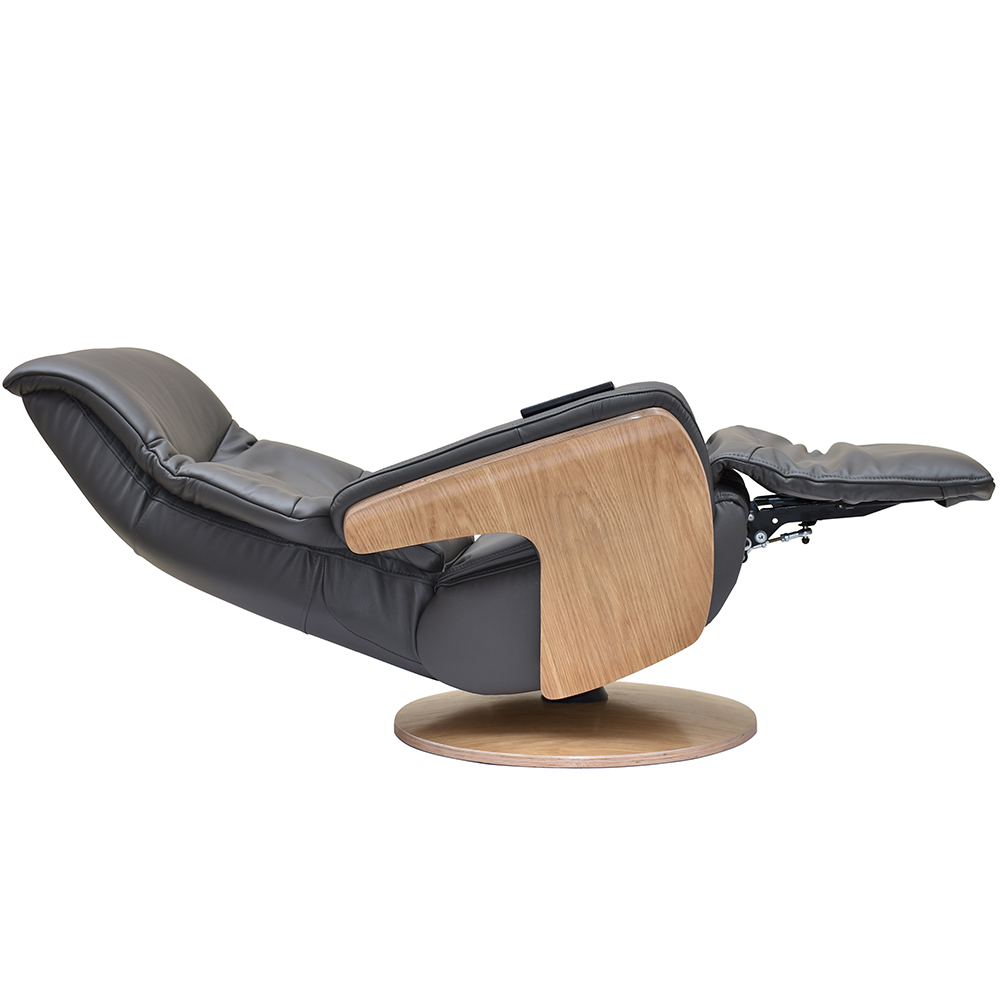 Ulster Faux Leather Electric Recliner Chair In Charcoal