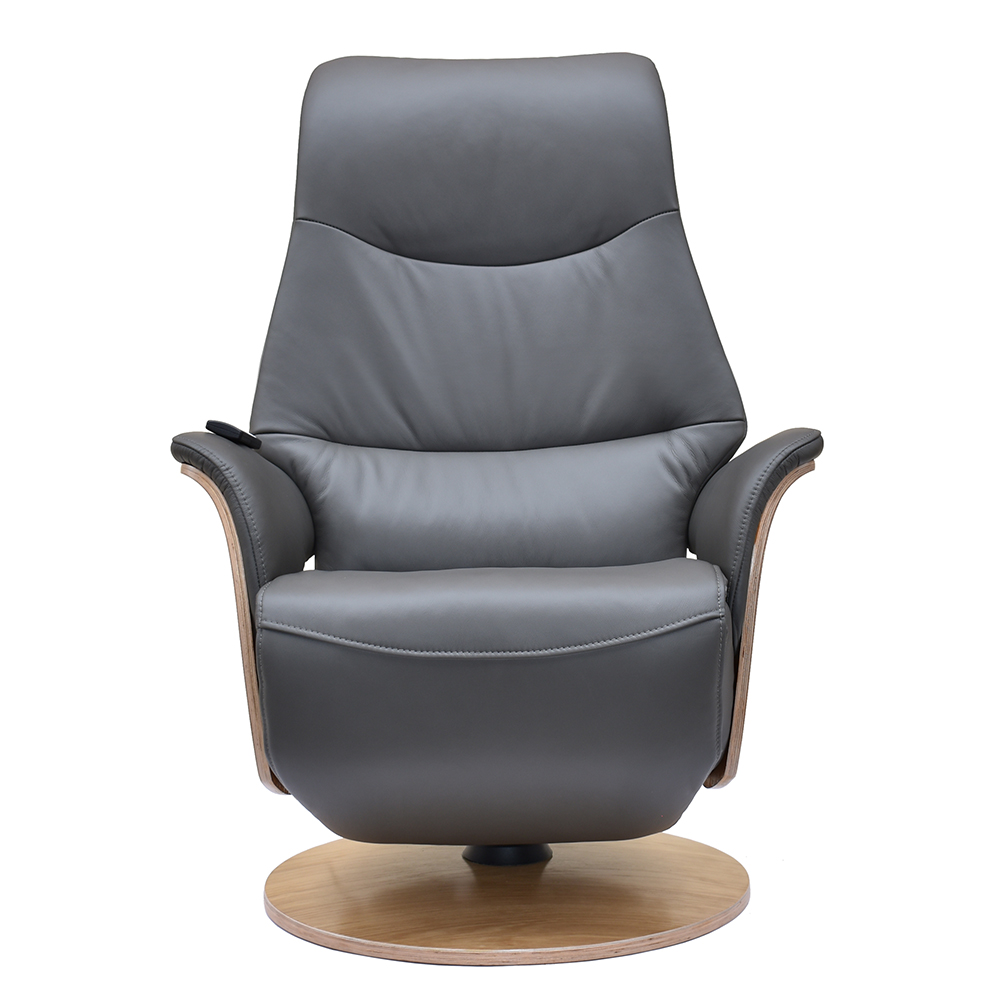 Ulster Faux Leather Electric Recliner Chair In Charcoal