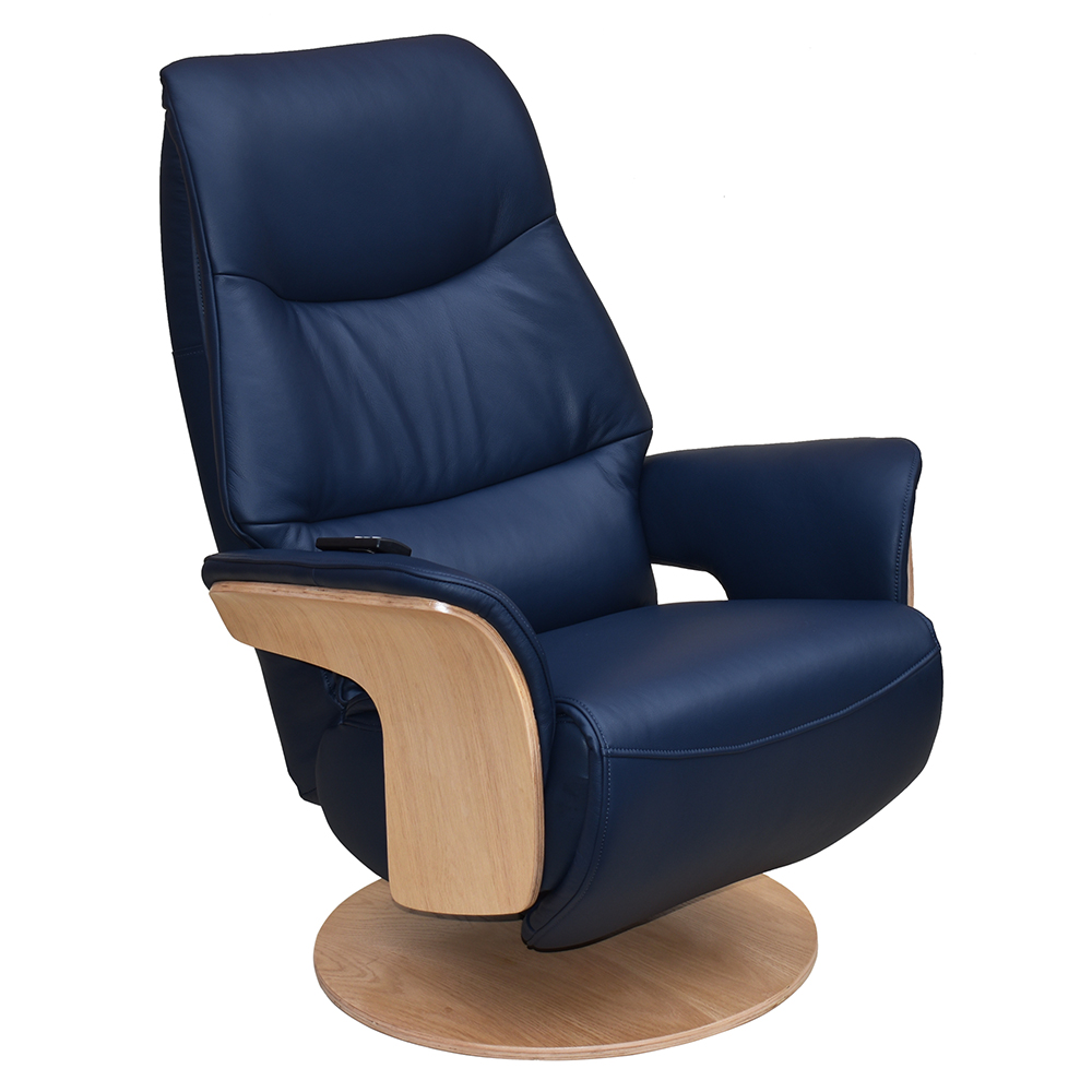 Ulster Faux Leather Electric Recliner Chair In Navy
