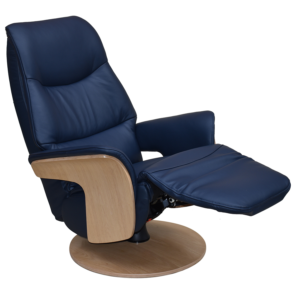 Ulster Faux Leather Electric Recliner Chair In Navy