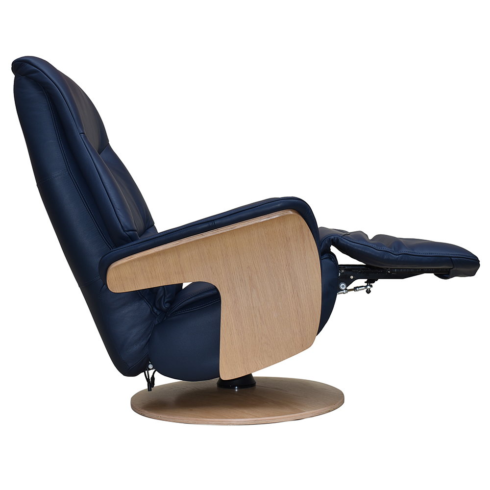 Ulster Faux Leather Electric Recliner Chair In Navy
