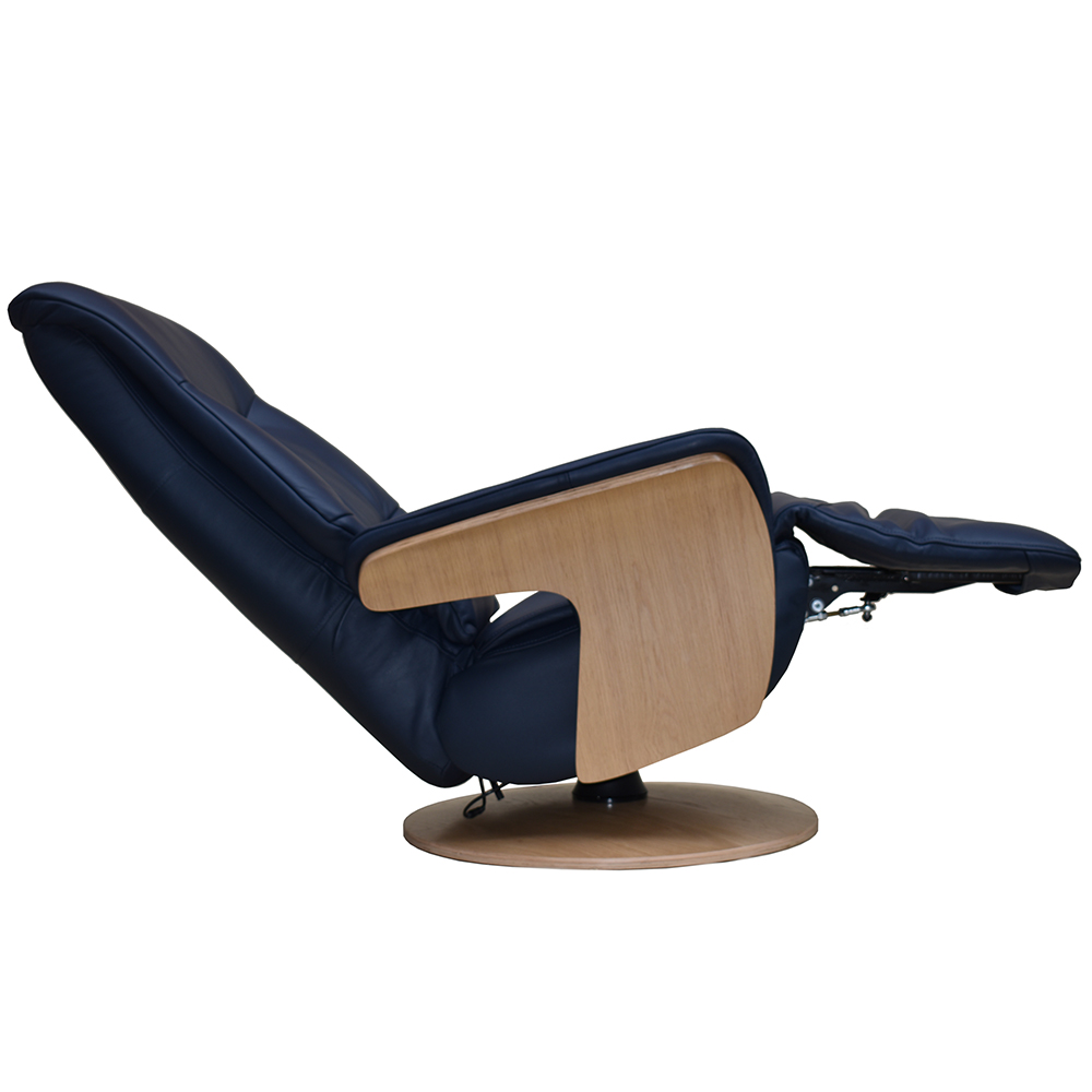 Ulster Faux Leather Electric Recliner Chair In Navy