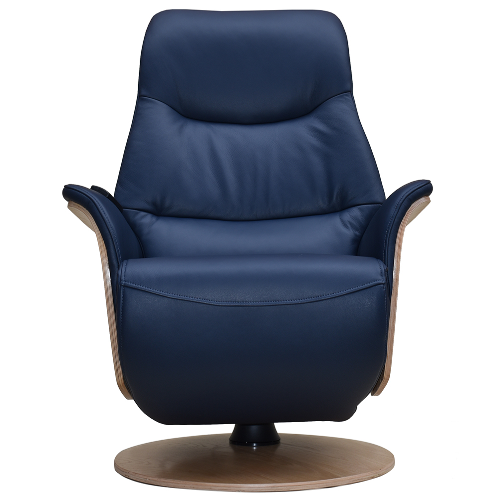 Ulster Faux Leather Electric Recliner Chair In Navy