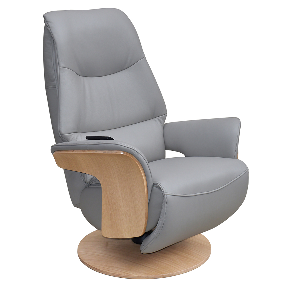Ulster Faux Leather Electric Recliner Chair In Pale Grey