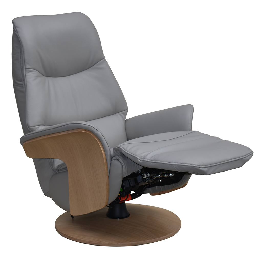 Ulster Faux Leather Electric Recliner Chair In Pale Grey