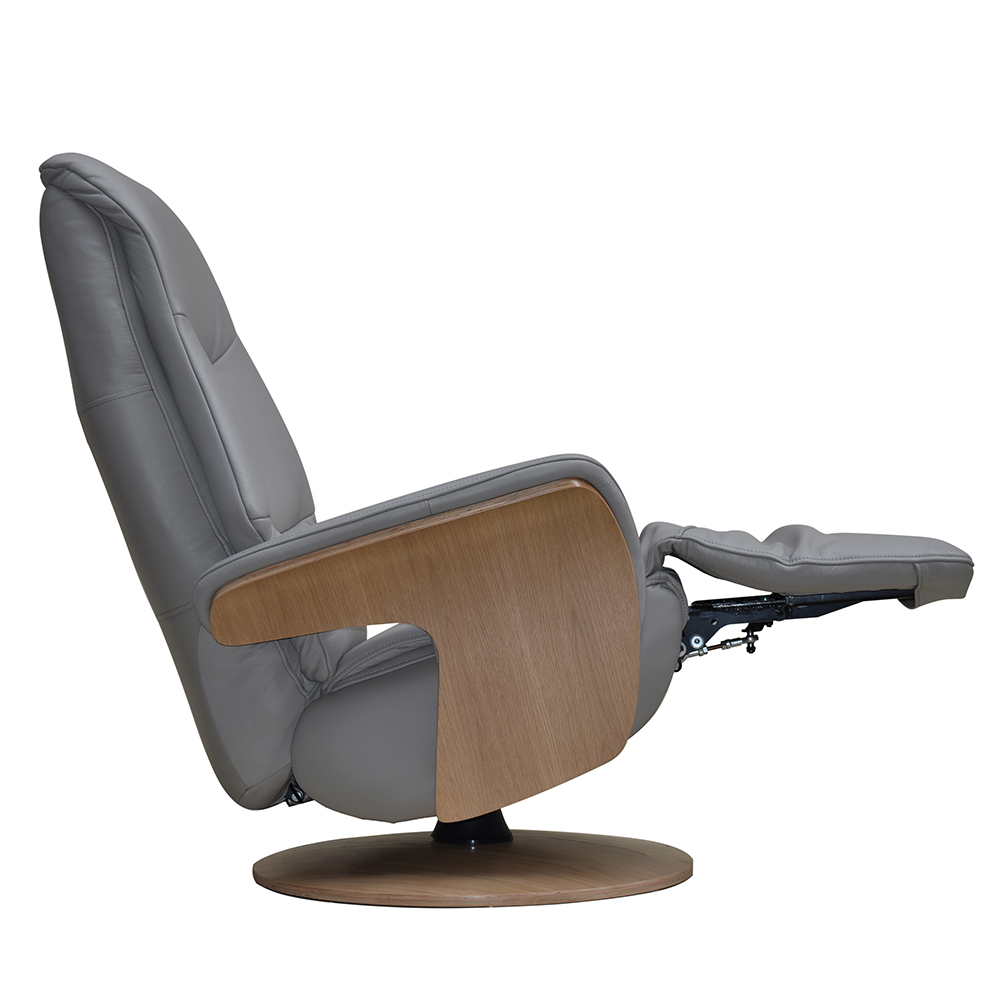 Ulster Faux Leather Electric Recliner Chair In Pale Grey