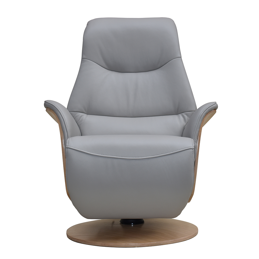 Ulster Faux Leather Electric Recliner Chair In Pale Grey