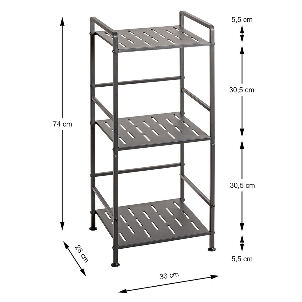 Umatilla Metal Shelving Unit With 3 Shelves In Anthracite