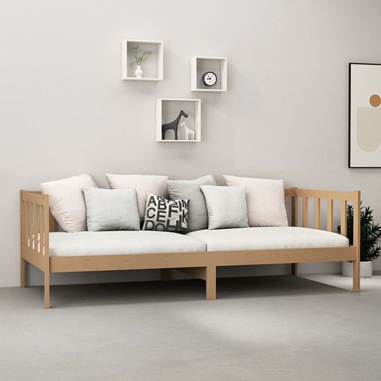 Product photograph of Umeko Solid Pinewood Single Day Bed In Honey Brown from Furniture in Fashion