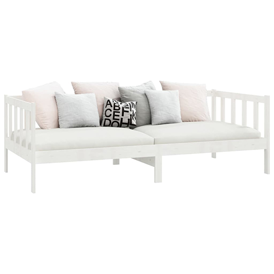 Umeko Solid Pinewood Single Day Bed In White