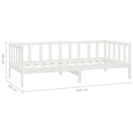 Umeko Solid Pinewood Single Day Bed In White