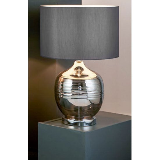 Unique Smoked Ridged Detail Glass Table, Smoked Glass Table Lamp