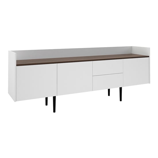 Product photograph of Unka Wooden 3 Doors 2 Drawers Sideboard In Walnut And White from Furniture in Fashion