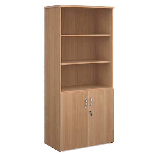 Upton Wooden Combination Storage Cabinet In Beech With 4 Shelves