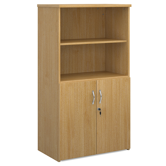 Upton Wooden Combination Storage Cabinet In Oak With 3 Shelves