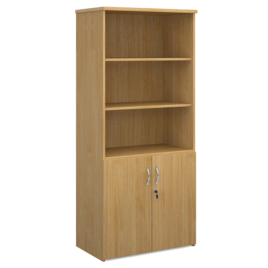 Photo of Upton wooden combination storage cabinet in oak with 4 shelves