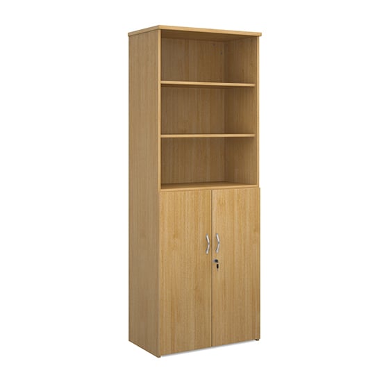 Photo of Upton wooden combination storage cabinet in oak with 5 shelves