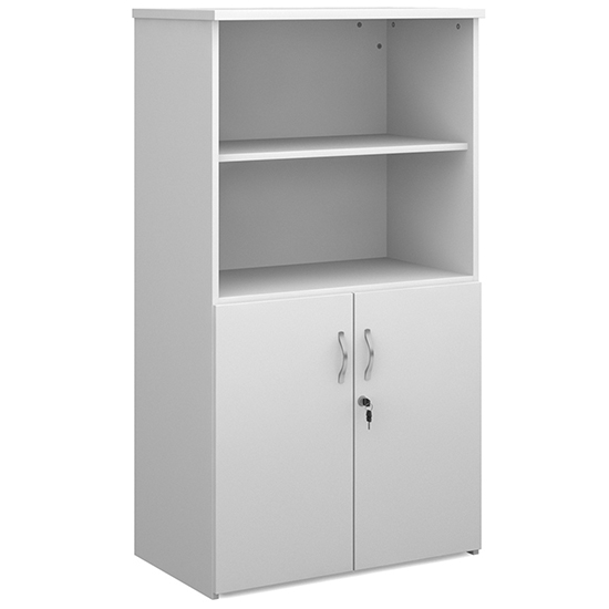 Photo of Upton wooden combination storage cabinet in white with 3 shelves