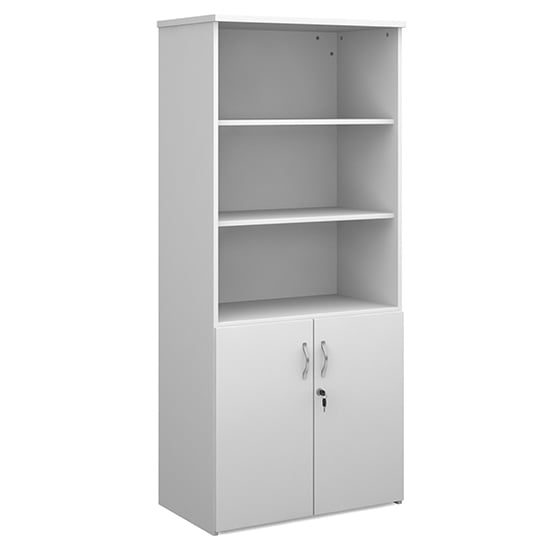 Upton Wooden Combination Storage Cabinet In White With 4 Shelves