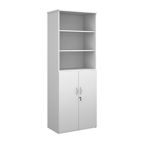 Photo of Upton wooden combination storage cabinet in white with 5 shelves