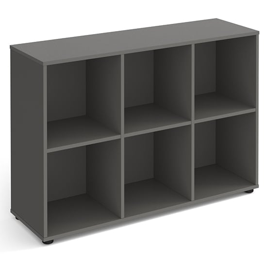 Upton Low Shelving Unit In Onyx Grey With 6 Shelves And Glides FiF