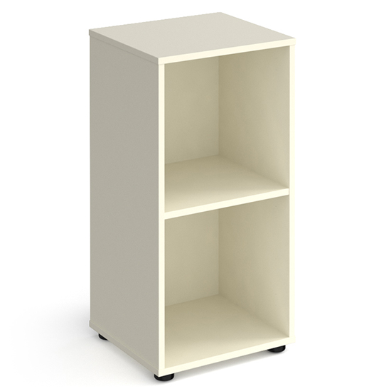 Upton Low Shelving Unit In White With 2 Shelves And Glides FiF