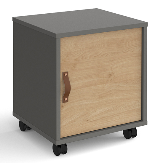 Upton Office Pedestal In Onyx Grey With Kendal Oak Door FiF