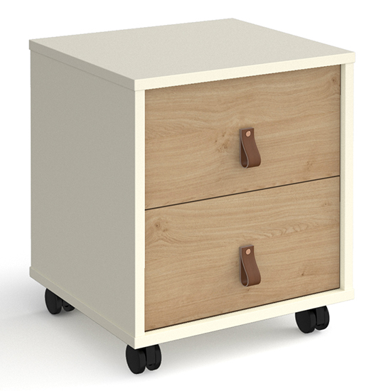 Upton Office Pedestal In White With Kendal Oak Drawers FiF