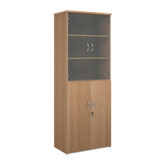 Photo of Upton wooden storage cabinet in beech with 4 doors and 5 shelves