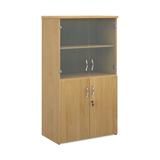 Photo of Upton wooden storage cabinet in oak with 4 doors and 3 shelves