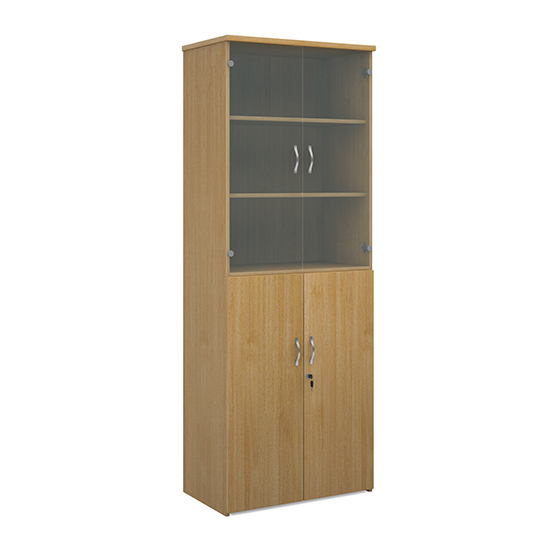 Read more about Upton wooden storage cabinet in oak with 4 doors and 5 shelves