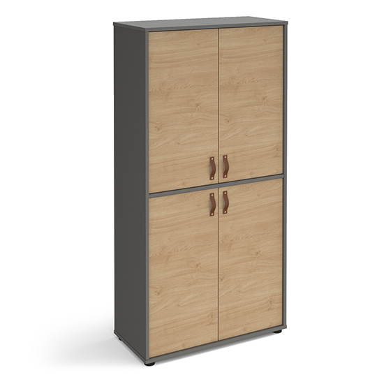 Upton Wooden Storage In Onyx Grey And 4 Oak Doors FiF