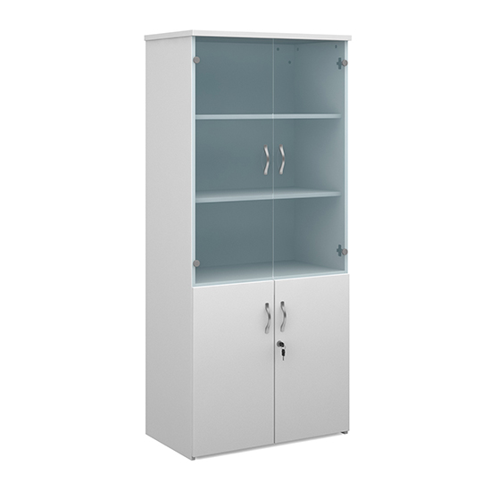 Read more about Upton wooden storage cabinet in white with 4 doors and 4 shelves