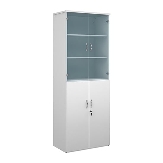 Read more about Upton wooden storage cabinet in white with 4 doors and 5 shelves