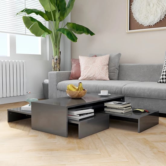 Read more about Urania high gloss nesting coffee table set in grey