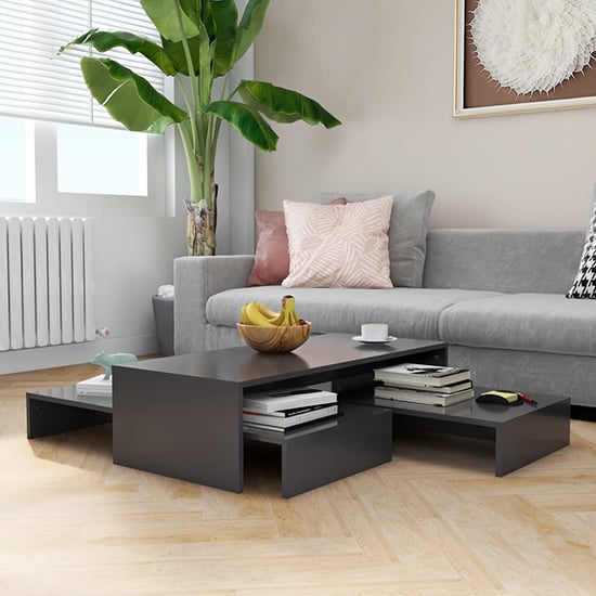 Photo of Urania wooden nesting coffee table set in grey