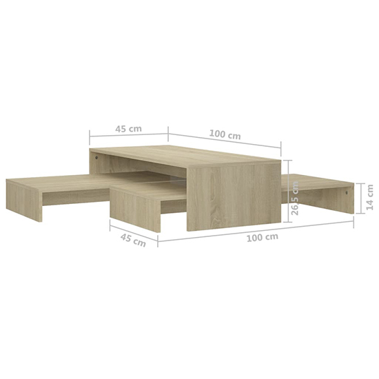 Urania Wooden Nesting Coffee Table Set In Sonoma Oak