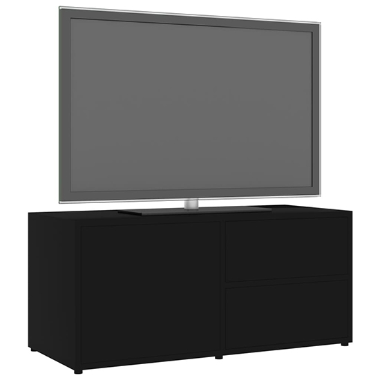 Urara Wooden TV Stand With 1 Door 2 Drawers In Black